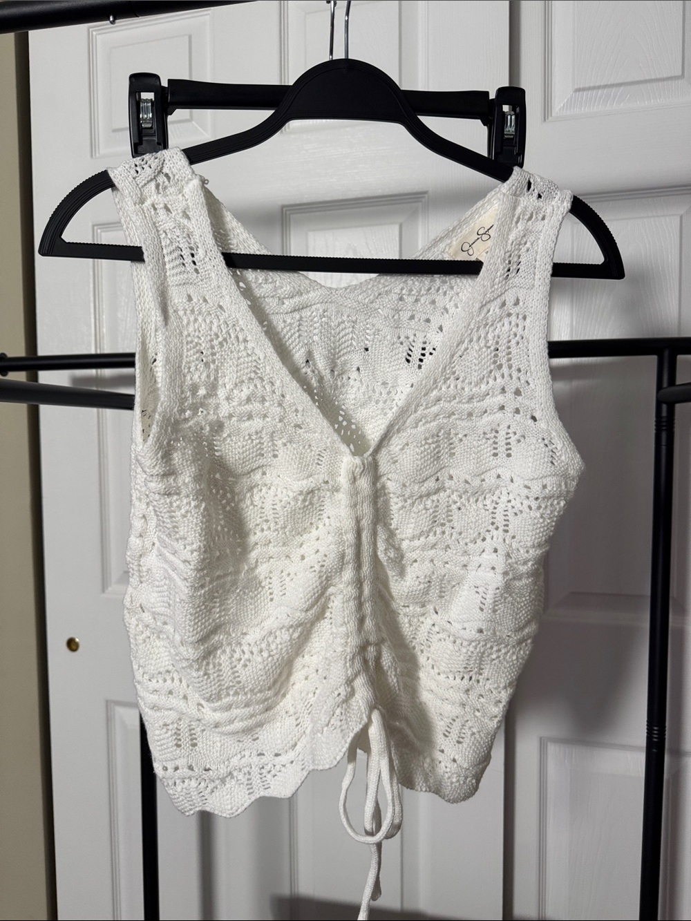 Jessica Simpson White Crochet Tie-Front Camisole